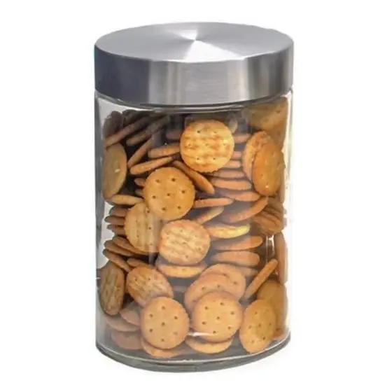 Pote Vidro Liso 1100ml Tampa Rosca Inox Mantimento Cozinha Conjunto Potes Hermetico Tapuer Plastico
