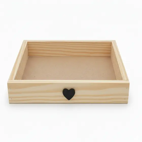 Bandeja Cesta Pinus Aplique Coração 25x20x5 Café da Manhã Presente Mães Namorados Pais Decoração