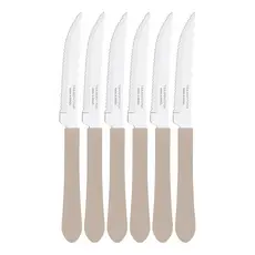 JOGO DE FACA DE CHURRASCO/MESA AÇO INOX LEME CINZA 4" 6 PEÇAS TRAMONTINA