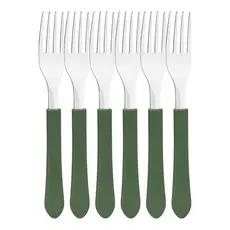 JOGO DE GARFO DE MESA AÇO INOX LEME VERDE MILITAR 6 PEÇAS TRAMONTINA