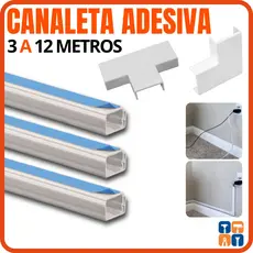 Canaleta Organizadora de Fios 3 a 12 Metros Autoadesiva Esconde Fio Cabos com Conectores e Emendas