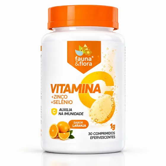 Comprimidos Efervescentes Vitamina C 1000mg Com Zinco E Selênio Sabor Laranja Imunidade Saúde Energia Bem Estar Diário