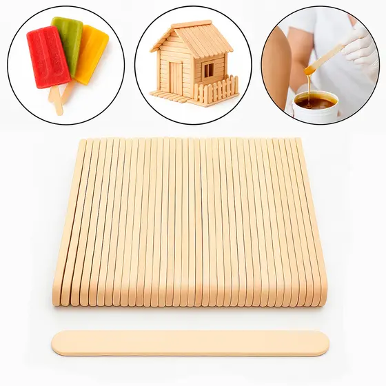Kit 200 Palito De Picolé Madeira Artesanato Sorvete Cera Depilatória Depilação Horta Jardim Redondo Multiuso Resistente