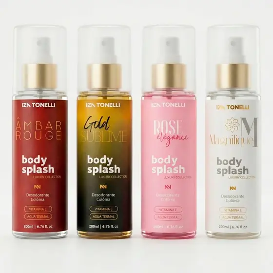 Kit 4 Body Splash Feminino Desodorante Colônia Perfume Luxo 200ml Iza Tonelli - Alta Fixação e Duração