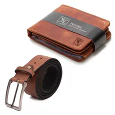 Kit Carteira Masculina Couro Legítimo Cinto Social Liso Porta Cartão Documento Rg Cnh Dinheiro Original