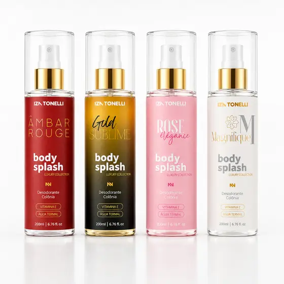 Kit 4 Body Splash Feminino Perfume Corporal Luxo Desodorante Colônia Iza Tonelli 200ml Alta Fixação Premium Oferta