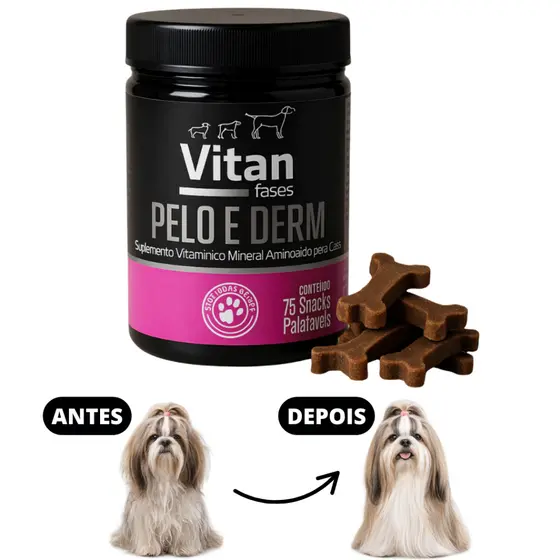 Vitamina para cães Pelagem e Coceira - 75 comprimidos palatáveis