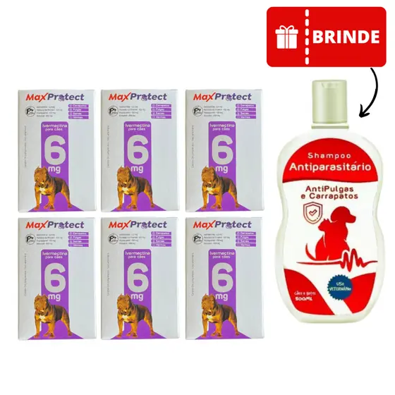 Max Protect Anti Pulgas E Carrapatos Raças grandes 24 Comprimidos + shampoo 6 em 1