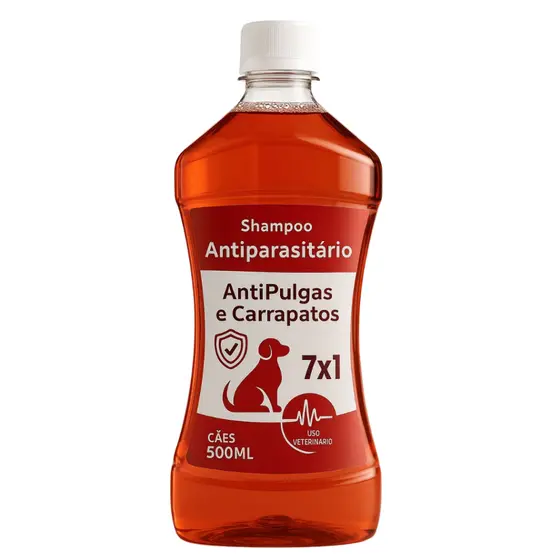 1 Shampoo 7 em 1-  Anti Pulgas Carrapatos  Piolho E Sarna para Cães - Antiparasitário Pet Side 500ml