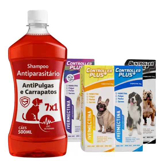 Shampoo Pet 7 Em 1 + 4 Comp Antipulgas e carrapatos Controller Plus