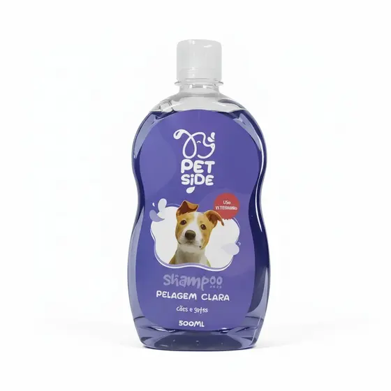 Shampoo Pet Branqueador Matizador Natural Cães e Gatos Pelos Brancos Claro 500ml