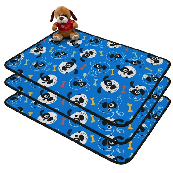 Kit 3 Tapetes Higiênicos Grandes 100x70 Premium Estampados – Laváveis, Super Absorção, até 300 Lavagens