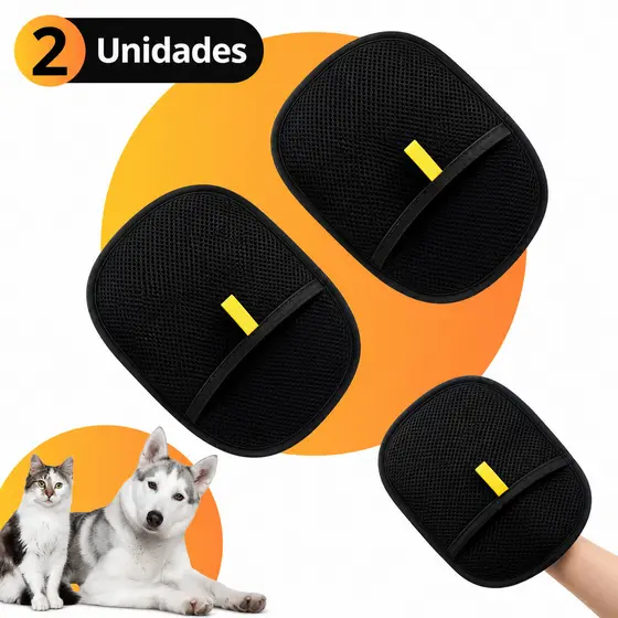 Kit 2 Luvas mágica Remove pelos de gato, cachorro - Limpa Sofá Cama Escova