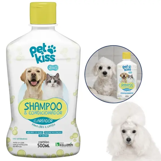 Shampoo Clareador 2 em 1 Para Cães e Gatos 500ml