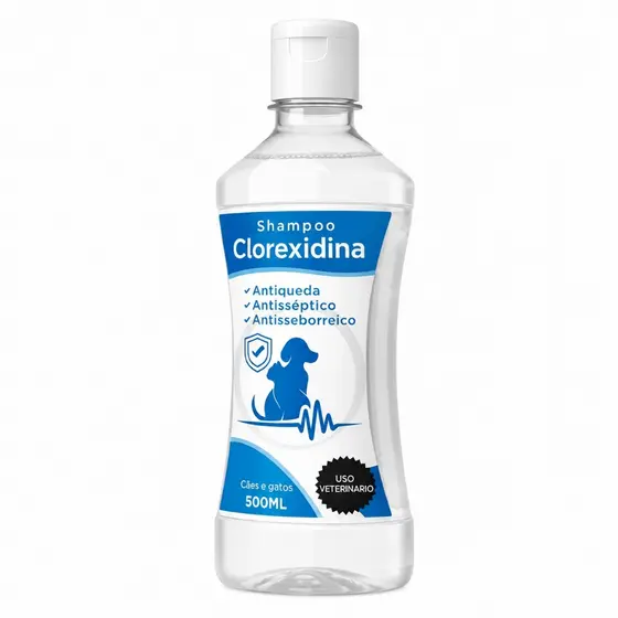 Shampoo Clorexidina Anti Seborreia Antisséptico Queda Dermatite Cães e Gatos Pet Side - 500ml