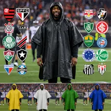 Capa de chuva modelo poncho para Estádio Jogo de Futebol Impermeável - Vários Times