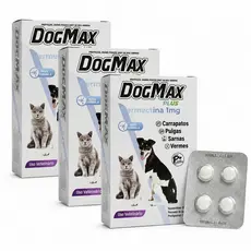 DogMax Plus Cães e Gatos - Ação 4 em 1 - Remédio Para Pulgas, Carrapatos, Vermes e Sarna 12 Comp 5kg