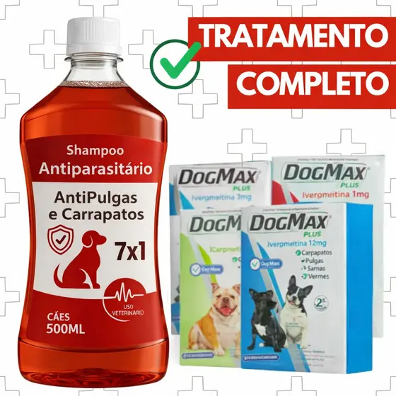 Shampoo Pet 7 Em 1 + 4 Comp Antipulgas e carrapatos Dog Max Plus