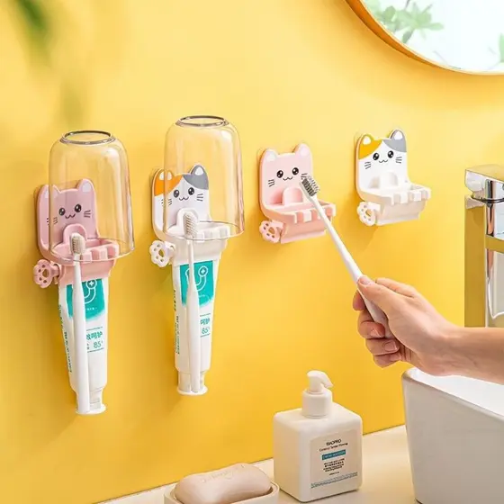 Porta Escova De Dentes Com Suporte Para Creme Dental