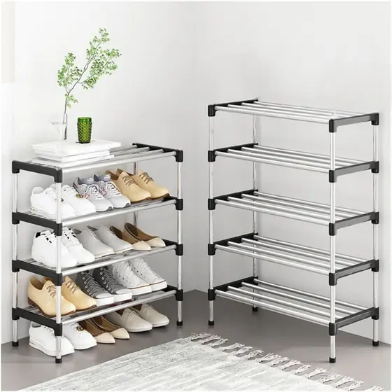 Sapateira Vertical Luxo 6 Prateleiras 18 Pares Aço Cromado Tênis Sapatilha Chinelo