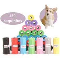 450 saquinhos cata coco Kit 30 Rolinhos C/15 Sacos De Lixo Coco Pet Gato E Cachorro saco plastico