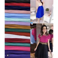 Saia Plissada Midi Forrada Lisa Cintura Alta - Moda Evangélica-00013
