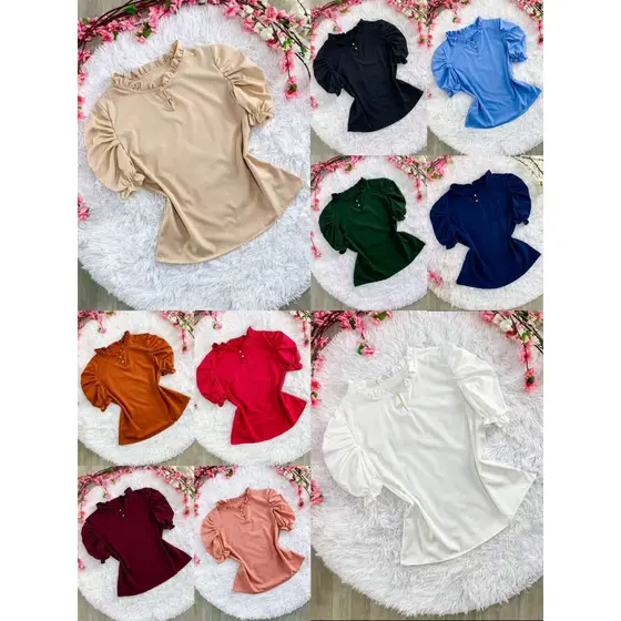 Blusa Feminina Elegância com Babados e Manga Bufante