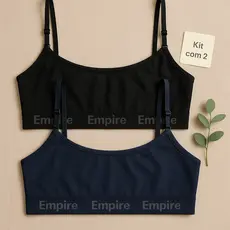 Kit 2 Top Feminino Forrado de Microfibra Sutiã Sem Bojo Top Fitness de Academia Adulto e Juvenil