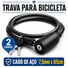 Corrente Cabo Cadeado Antifurto Moto Bicicleta Bike Segurança Portão Trava Anti Furto Cabo De Aço - 7,5mmx 65cm 2 Chaves
