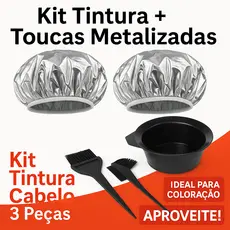 Kit 1/2 Touca Térmica Metalizada + Tigela Pote e Pincéis para Tintura Pintura - Hidratação & Coloração Profissional