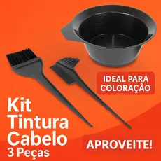Kit Tintura Pintura Cabelo 3 Peças – Tigela Pote + 2 Pincéis Profissional para Coloração e Hidratação - Kit Banho de Lua