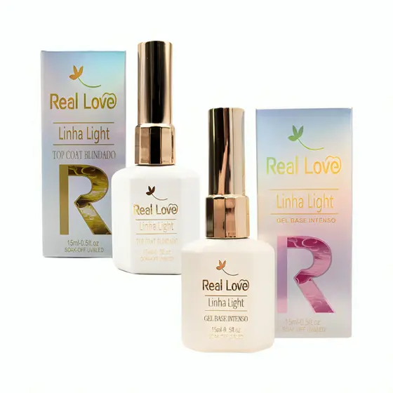 Base em Gel Intenso + Top Coat Blindado 15ml Cada-Real Love