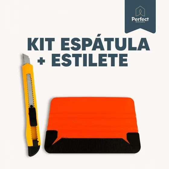 Kit Aplicação Papel Parede Estilete + Espátula Feltro Anti-Risco Vinílico