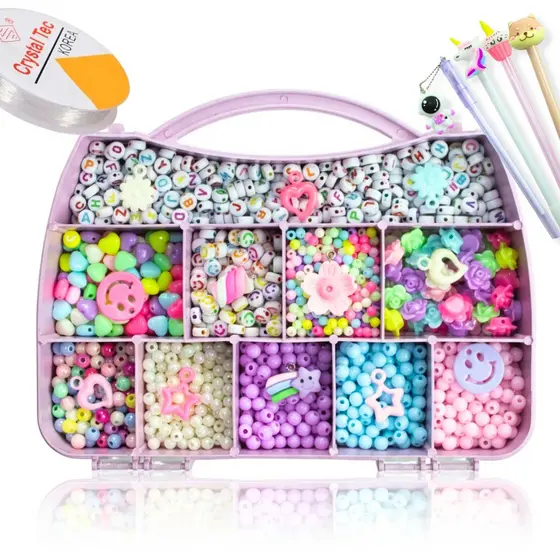 Kit de Miçangas Para Montas Pulseira 1800 Peças Maleta de Miçangas Presente Perfeito