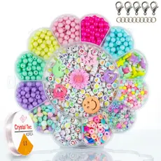 Kit de Miçangas Infantil Para Pulseira e Colar Maleta de Miçangas + Fio de Silicone e Fecho