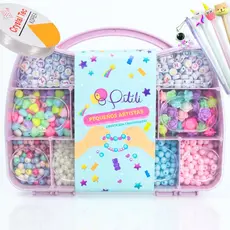 Kit de Miçangas Infantil Para Montar Pulseira 1800 Pçs + Fio