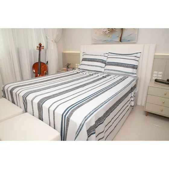 Roupa de Cama Jogo Completo 100% Algodão 200 Fios “Luxo Hotel" Lençol/ Fronha Corpo Cama Solteiro Casal Queen King