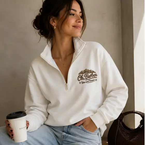 Moletom Casual Com Zíper Oh, Burben Estilo Americano Blusa Feminina Flanelada Super Comfy 3 Cabos Alta Qualidade