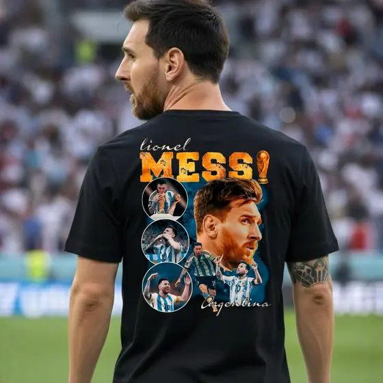 Camiseta Masculina Messi Goat Jogador Unissex Algodão Premium 30.1