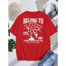 Camiseta Básica Masculina Hypemode Camisa Folgada Masculina Com Estampa De Desenho Animado E Slogan