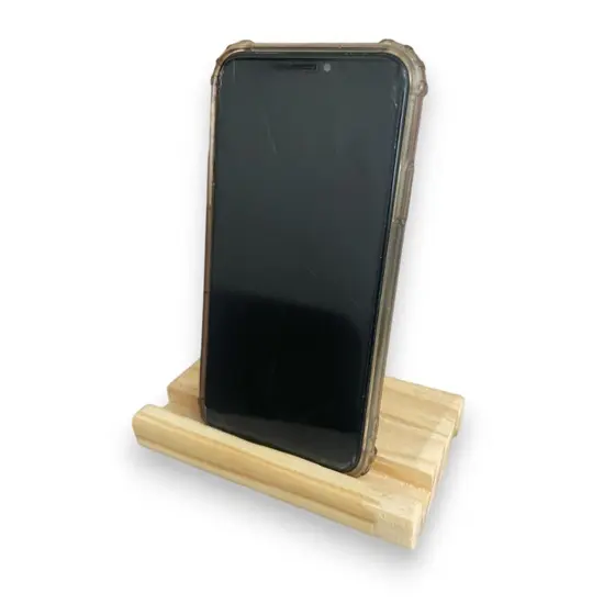 Suporte Celular e Tablet Minimalista Multiuso Prático Madeira - 9cm x 14cm PROMOÇÃO