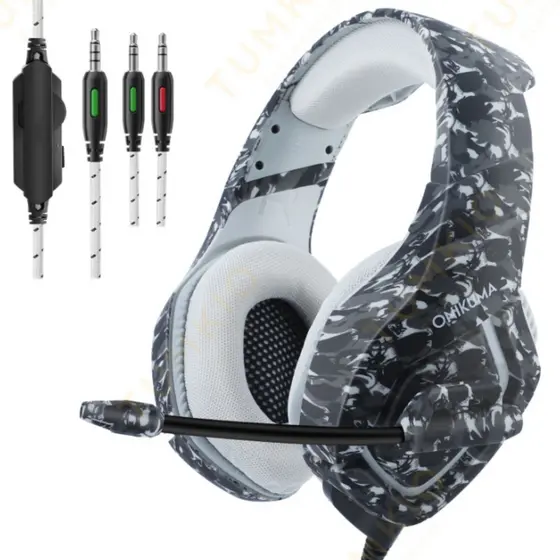 Fone de ouvido over-ear gamer Onistek camouflage gray