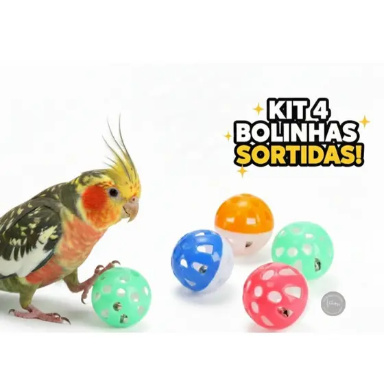 Bolinha Interativa com Guizo para Passarinhos – Ideal para Calopsitas 4 unidades
