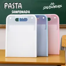 Pasta Sanfonada A4 em Polipropileno 12 Divisórias para Escritório, Escola ou Casa