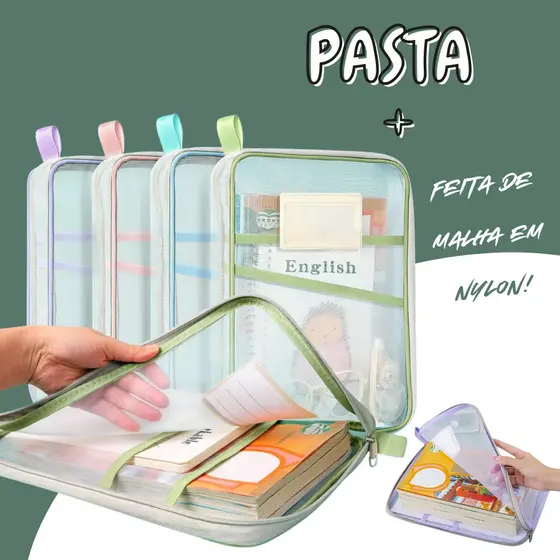 Pasta Organizadora de Arquivos Portátil Grande Capacidade de Rede Divisória de Documentos A4