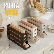 Porta Ovos Suporte 4 Andares Compacto Para até 30 Ovos Gaveta e Organizador de Geladeira