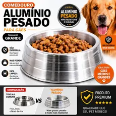 Comedouro Cachorro Alumínio Pesado Grande 2300ml Tigela Resistente