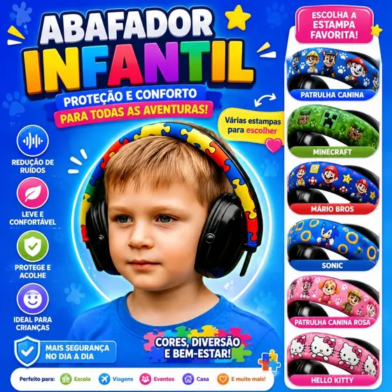 Abafador autista, capinha costurada personalizada