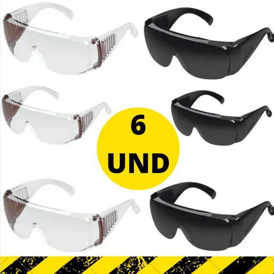 6 Unid Oculos De Proteção Epi Sobrepor Outro Oculos Medico Dentista Soldador Vidraceiro Enfermeiro Quimico