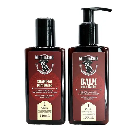 Kit Shampoo para Barba + Balm para Barba - Muchacho Classic Frasco
